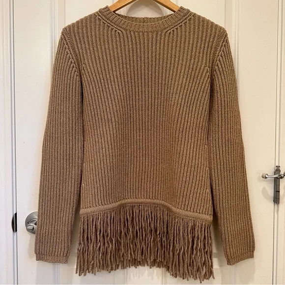 MaxMara label-cutWoman Anagni Fringed MetallicRibbed Wool-Blend Sweater Gold S,M - Picture 10 of 13